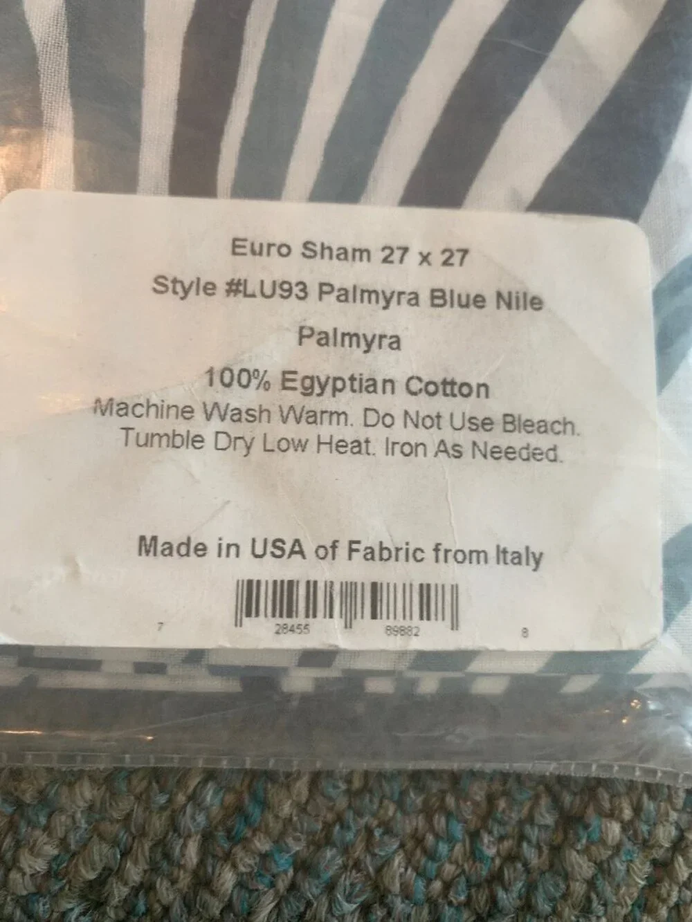 Lulu DK for Matouk Palmyra Euro Sham Blue Nile White Green